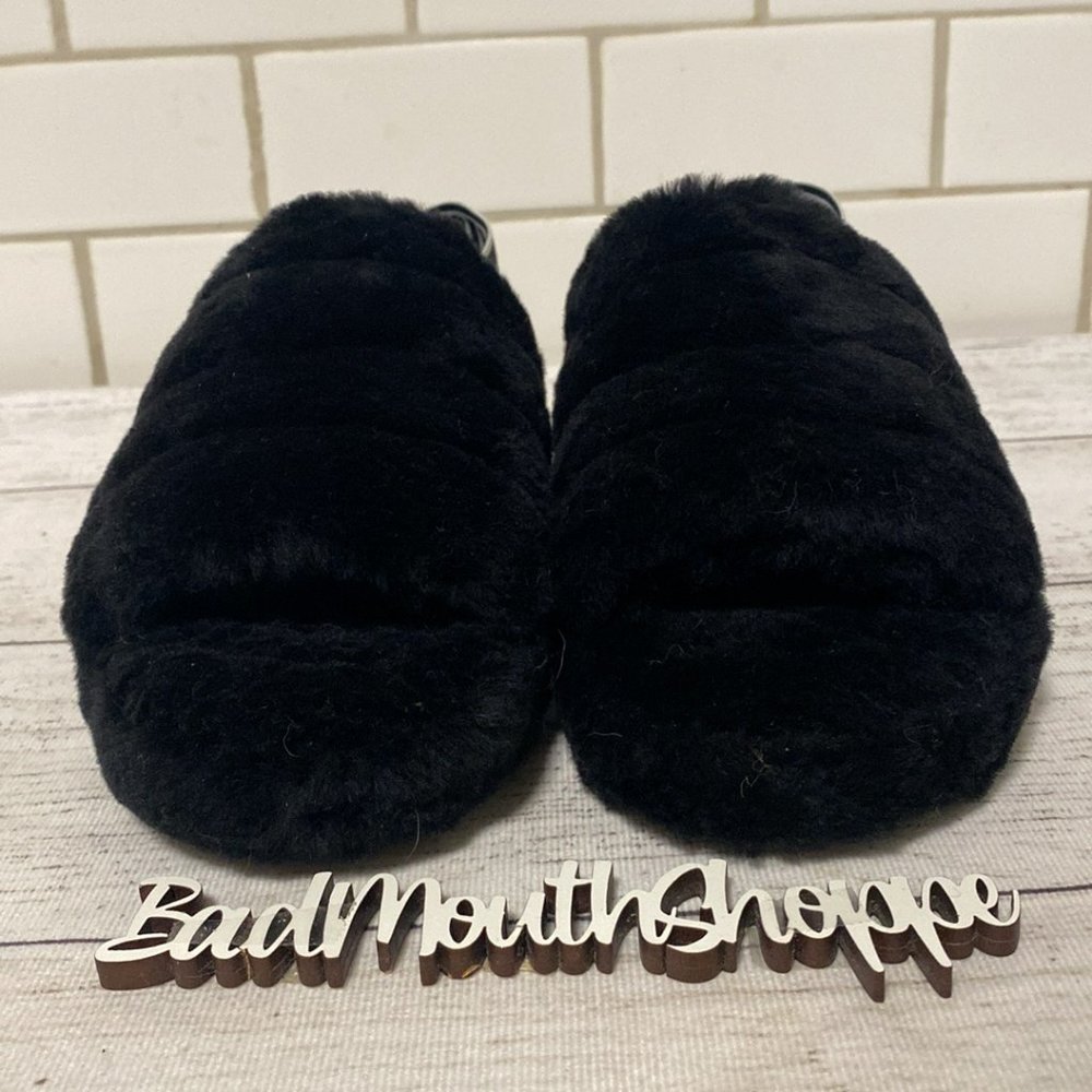 *Ugg Fluff Yeah Slide Black White Women's Size 7 - Picture 2 of 9